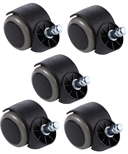 GETAJGHSD 5pcs Office Chair Caster Wheels Pu Material Universal Swivel Casters Retaining Clip Gray, Floor Protecting Replacement for Office Furniture Chairs