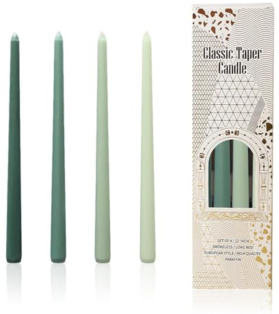 4PCS Green Ombré Taper Candles, Dinner Candles, Elegant Sage Green DinnerCandles, Smokeless Candle Sticks, Long Burn Time, Ideal for Candlesticks, Candlelight Dinner, Home Décor, Special Occasions