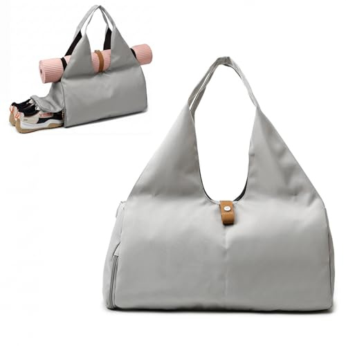 RisePlus Borsa Palestra Donna Uomo con Porta Tappetino Yoga – Borsone Palestra con Scomparto Scarpe & Sacca Impermeabile, Borsa Yoga Fitness Pilates Borsone da Viaggio 32L