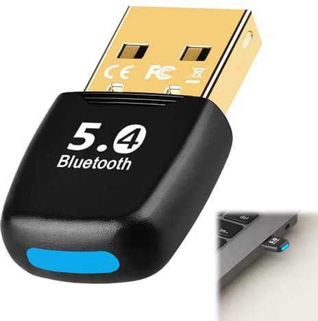 GSGFUIS Adaptador Bluetooth para PC, dongle USB Bluetooth 5.4, adaptador USB de baja latencia, llave Bluetooth para ordenador de escritorio/portátil, Plug & Play, receptor Bluetooth para Windows