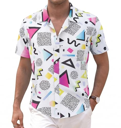 ZHAOCAI Hawaiian Shirts for Men, Mens Shiteshirts, Men's Short Sleeve Bad Stag Do Ugly Funky Funny Summer Beach 80s 90s Outfits Party Holiday Clothes Dress Shirt