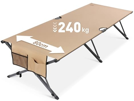 Homecall Fältsäng, vikbar för vuxna upp till 240 kg, för personer upp till 210 cm, stabil militärcampingsäng, vikbar med bärväska, dagbar campingsäng för camping, resor, gäster och nödsituationer