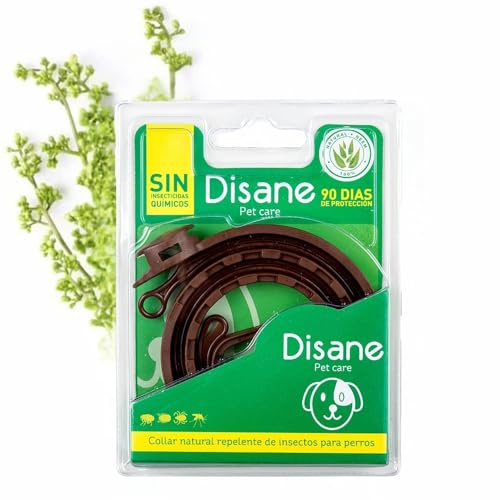 Disane 100% Natürliches Ungezieferhalsband für Hunde | 3 Monate Schutz vor Insekten und Parasiten: Abwehr von Flöhen, Zecken und Mücken - Leishmania | Antiparasitisches Halsband für Hunde und Welpen