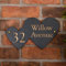 Signs & Numbers, Slate House Signs, Double Heart Shaped Make Your Home or Office Special, Hand Engraved and Painted Rustic House Sign, Personalised with Your Address, Size 295 x 180 Millimetre