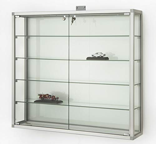 MHN Wandvitrine T 19 x B 98 x H 88 cm - Sammler Hängevitrine abschließbar - große Glas-Vitrine Wand hängend CPR - ohne Beleuchtung