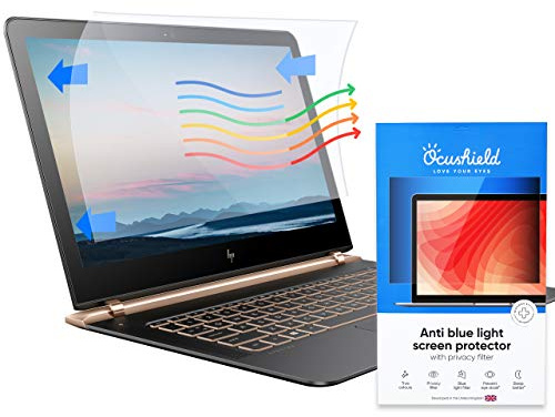Ocushield 15.6” (16:9) Premium Anti Blue Light Screen Protector with Privacy Filter for Laptops and Computer Monitors - Anti-Glare - Easy Install - Anti-Fingerprint - Reduce Eye Fatigue(345 x 194 mm)