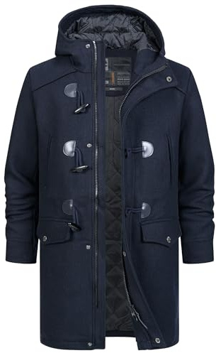 Indicode Hommes Liam Coat | Manteau d'hiver duffle-coat Navy Mix M