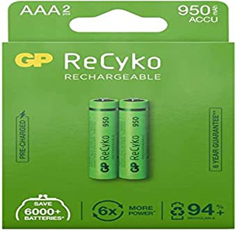 GP BATTERIES 187247 Blister 2 Batterie Ricaricabili AAA Mini Stilo 950mAh GP ReCyko