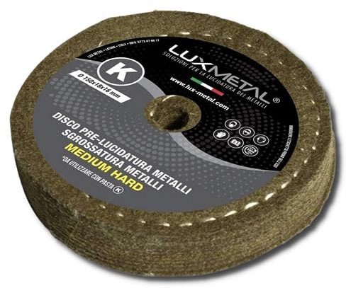 Lux Metal Disco Lucidatura Medium Hard 150 mm In Lana Feltro Dischi Lucidare A Specchio Metalli Alluminio Acciaio Inox Ruota Lucidante Per Trapano Mola Smerigliatrice Ottone Rame Ferro Legno Marmo Oro