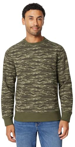 Amazon Essentials Felpa Girocollo in Pile (Disponibile nelle Taglie Big & Tall) Uomo, Verde Motivo Mimetico Astratto, M