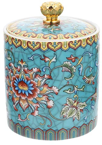 BESPORTBLE Keramik Teedose Vintage Vorratsdose mit Deckel Zuckerdose Keramikdose Tee Kanister Kaffeedose Aufbewahrungsdose für Lose Blatt Tee Zucker Gewürz Lebensmittel Behälter Blau