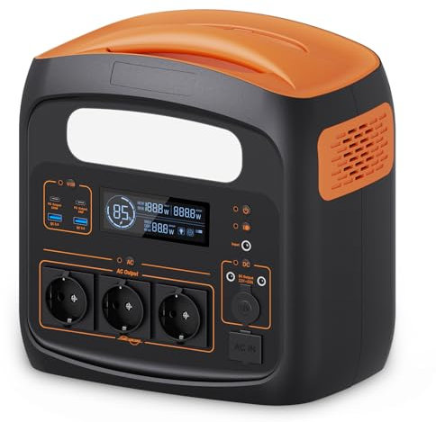 NECESPOW Tragbare Powerstation N1200,1102.5Wh LiFePO4 Batterie, AC Steckdosen x 3 1500W (3000W Spitze),100% Aufgeladen in 1,3St, Solargenerator Reine Sinuswelle 50Hz für Outdoor Home Use (N1200)