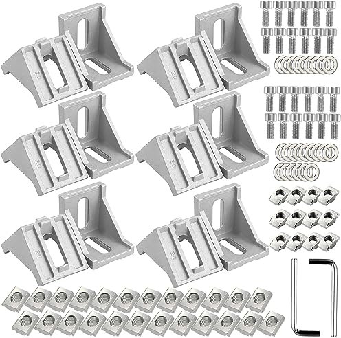 Eckwinkel 40 x 40 Aluprofil Eckverbinder 12 x Winkel aus Aluminium Nut Winkel Befestigungsmaterial Aluprofil für Strebenprofil, 3D-Drucker, CNC-Router, DIY-Projekte