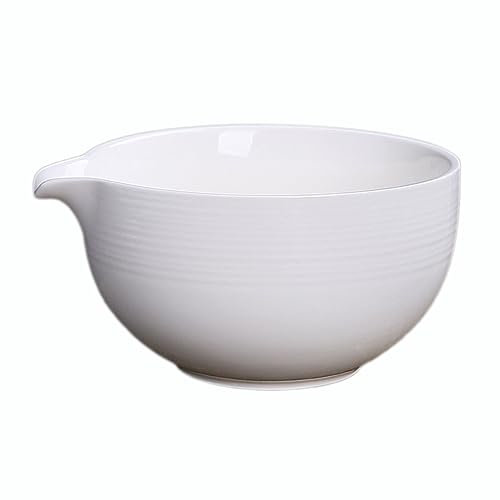 Sizikato Gestreifte Matcha-Schale aus Porzellan mit Ausgießer, 473 ml, Keramik, Grünteeschale