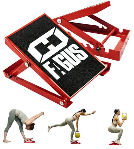 FAGUS H Rotes Kniebeugen-Keil-Set, rutschfestes, schräges Brett für Wadendehnung, 4 Positionen, verstellbares Knöchel-Neigungsbrett und Stretchbrett, vollständig rutschfeste Oberfläche