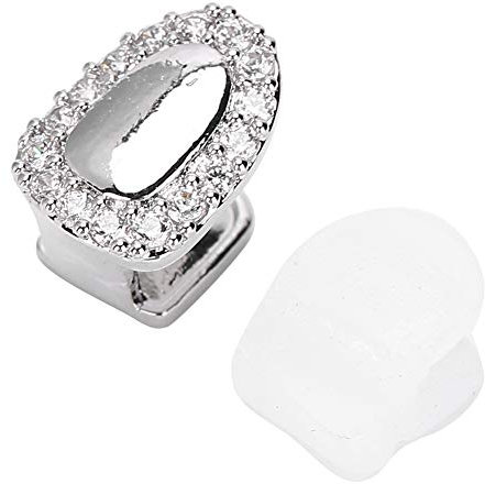 Zahngrills für Ihre Zähne für Männer und Frauen, Zahn-Bling-Zahnzubehör, Dekoration für Halloween-Party, Hip-Hop-Show, Gold/Silber-Zahn (Einzelnes Portal, Diamantsilber)