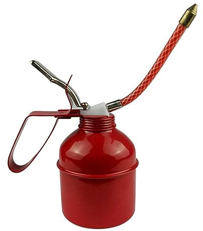 Lata de aceite Bomba de lata de aceite Engrasador Engrasador manual Lata Hierro Estilo de palanca roja Lubricación Lata de engrase Manguera flexible Bomba de lata de aceite para (400ml)
