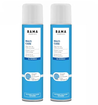Bama Spray d'entretien universel Multicare - Protection sans PFAS pour chaussures, sacs et vestes - Pour cuir lisse, daim, synthétique et textile - Hydrofuge et antitache - 2 x 300 ml