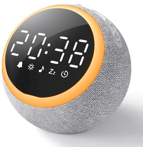 Dreamegg White Noise Machine Baby, Klangmaschine für Erwachsene & Leichtschläfer, Wecker & Nachtlicht, 25 beruhigende Klänge Einschlafhilfe Babys Erwachsene, 7 Töne zum Aufwachen, Dimmbares Display
