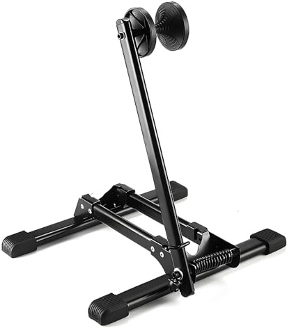 ENGWE MTB Foldable Bike Floor Stand, Freestanding Bike Rack Bicycle Floor Parking Stand Holder, Bicycle Storage Holder for Mountain Bikes, Road Bikes (Black)