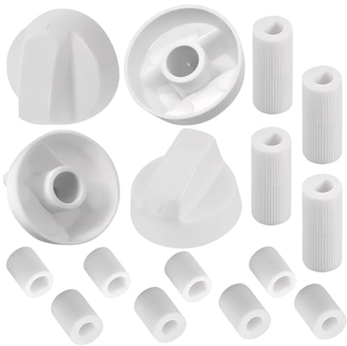 4 Botones Universales para Placa de Cocina, Botones de Control Blancos para Todas las Marcas y Modelos de Cocinas y Placas de Cocina, con 12 Adaptadores, Blanco