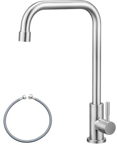 CECIPA Grifo de agua fría, grifo de agua fría con giratorio 360°, grifos de agua fría de acero inoxidable