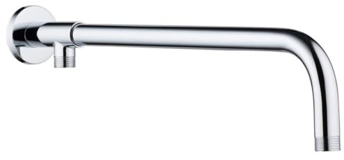Gelthrox Brazo de Ducha Universal con Brida Tubo de Extensión Soporte de Pared y Soporte de Latón para Cabezales de Ducha Montados (Cromo, 48CM)