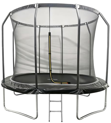 Sydney Trampoline Enfant Ovale 305x214cm Noir Trampoline de Jardin avec Filet et Échelle