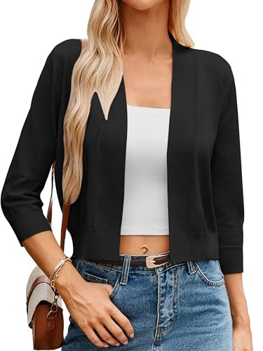 GRACE KARIN Cardigan Sweaters for Women Lightweight Cropped Cardigans Casual 3/4 Sleeve Summer Shrug Bolero
