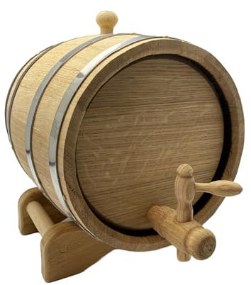 Waldmeister - Holzfass aus Eichenholz - 5L - ausgebranntes Fass - liegendes Weinfass - Eichenfass geeignet für Whisky und Likör