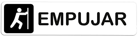 Becral® - Señal adhesiva de PVC EMPUJAR | Placa puerta PVC BLANCO | Señal informativa | Cartel Puerta 200X50mm
