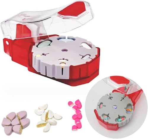 QPOIBSD Perfect Pill Cutter - Pill Splitters for Small or Large Pills - Cuts up to 14 Different Shaped Pills or Vitamins with Self-Retracting Blade