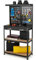 COSTWAY Workbench with Pegboard, Metal Garage Work Bench with 13 Hanging Accessories & Drawer, Heavy Duty Tool Storage Workstation Unit for Workshop Warehouse, 80x41x156cm, 290kg Capacity (Blue+Black)