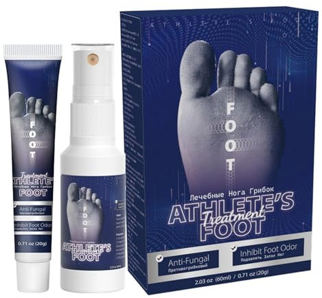 Fußpilz Spray und Fußpilz Creme, Athlete Foot Spray, Die effizient Juckreiz und Entzündungen an den Füßen steuern, kuriert und verhindert Pilzinfektionen, Bei Fußpilz, Fußschweiß und Fußgeruch (Blau)