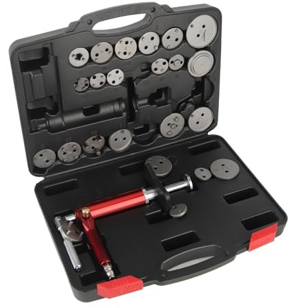 Herramienta de Retroceso de Pistón de Freno, Acero 45 de Alta Eficiencia, Ajuste Universal, 24 Piezas, Herramienta de Rebobinado de Pinza de Freno Neumática, 118 PSI para