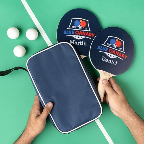 Wanapix | Set de 2 Palas Ping-Pong Personalizadas + 3 Pelotas + Estuche Textil | Palas de Tenis de Mesa con Nombres y Textos | Personaliza Cada Pala Diferente | Equipo