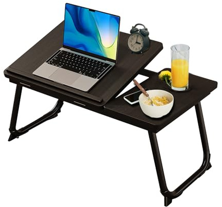 Dokkome laptop bord säng hopfällbar laptop sängbord anteckningsbord bäddbord matbord sängbricka frukost i sängen fällbord sängbricka Lapdesk svart