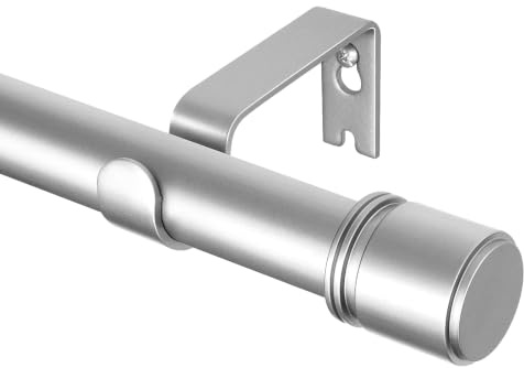 Silver Curtain Pole 80-148 cm, HOTOZON 25mm Extendable Curtain Poles for Eyelet Curtains, Adjustable Window Curtain Rod for Windows, Heavy Duty Drapery Rods with Cap Finials, Brackets