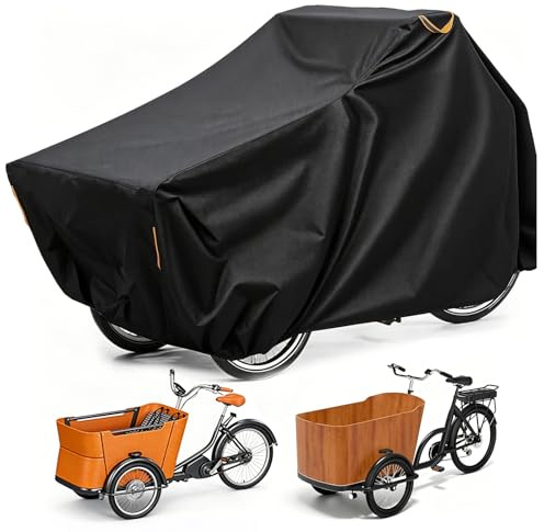 Lasthjulsskydd, 420D oxfordtyg regnskydd för lastcyklar, 220 x 100 x 110 cm, cykelskydd vattentätt med reflekterande ränder, regnsäker, snösäker, slitstark, UV-resistent