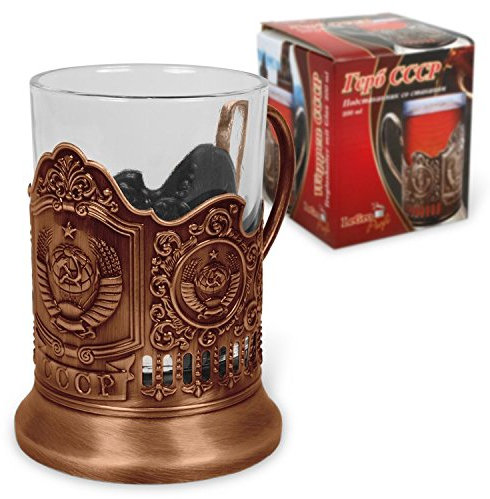 OLYMP Porta bicchiere da tè UDSSR Stemma CCCP Bronzo (con bicchiere da tè 200 ml)