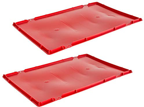 2x Deckel Eurobox 40 x 60 cm Deckel Fleischerkiste 40 x 60 cm Deckel Fleischkiste Deckel Metzgerkiste Deckel Stapelkiste Eurokasten 40 x 60 cm Rot Kingpower
