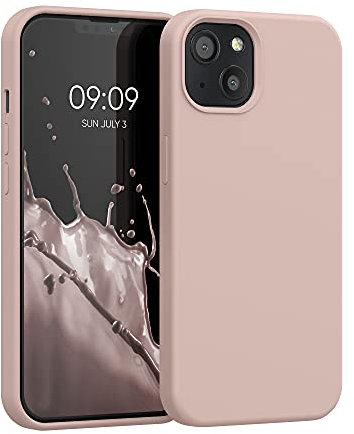 kwmobile Carcasa Compatible con Apple iPhone 13 Funda - Case TPU y Silicona antigolpes - Apto Carga inalámbrica - Rosa Palo