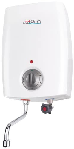 2kW Water Heater Oversink Electric 5 Litre Storage Tank for Light Commercial and Domestic Use: with Inlet Tap & Chrome Spout: Temperature Control, Frost Protection, Thermal Cut Out: Energy Rating A