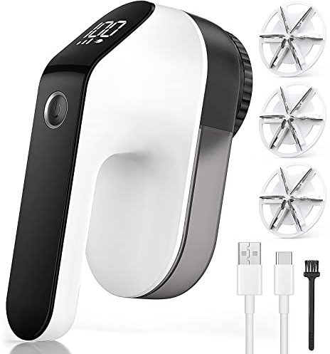 Coovee Fusselrasierer Elektrisch,mit LED Anzeigen USB Wiederaufladbar Fusselentferner Einstellbare 3 Fach Geschwindigkeit,tragbarer kompakter Fusselfräse Schwarz (Einem Kopf)