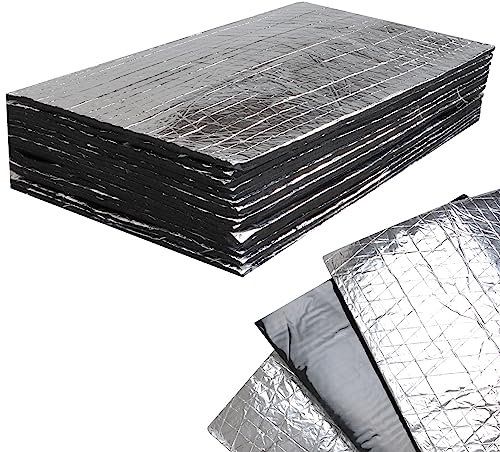 YOUNTHYE Lot de 20 tapis insonorisants de voiture - 25 cm x 40 cm x 5 mm d'épaisseur - Feuilles auto-adhésives en feuille d'aluminium pour isolation phonique et thermique de voiture