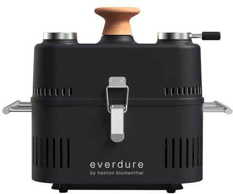 Everdure by Heston blomkruka Cube 360 bärbar kolgrill med huva och termometer, färg: svart
