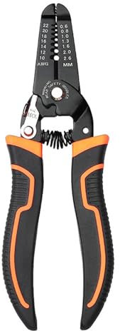 Abisolierzange, 3-in-1 Schneidezange und Quetschzange für 22-10 AWG Kabel, Anti-Rutsch-Griff, Präzisions Presszange zum Abisolieren, Schneiden und Crimpen(schwarz + orange)