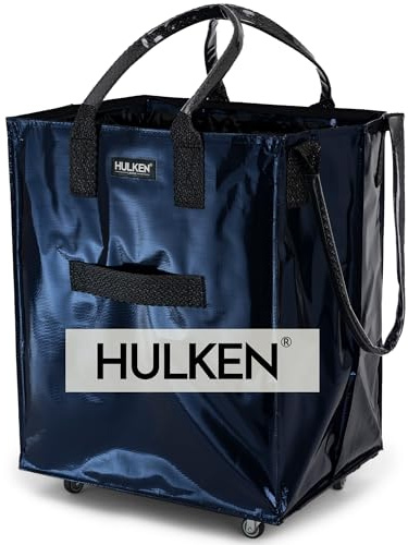 (Large, Midnight Blue) Reusable Grocery Bag On Wheels, Shopping Trolley, Rolling Tote, Zipper Closure, Lightweight, Carries Up to 66 lb, Folds Flat, Unbreakable Handles
