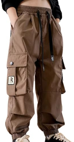 Vuncio Pantalon Jambe Large Enfant Fille 3-14 Ans Hiver Printemps Pantalon Cargo Adolescente Fille Taille Elastique Ample Chic Pas Cher Confortable Streetwear Casual Jogging