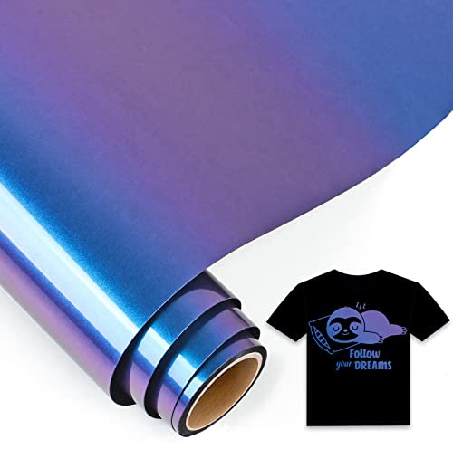 IModeur Chameleon Iron on Vinyl — 30.5 x 153 cm Blue to Violet Heat Transfer Vinyl for Fabric, PET Backing Easy to Weed HTV for T-Shirts, Clothes, Hats, Bags and Other Textiles